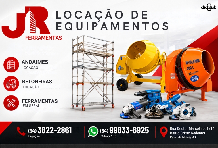 Banner .JR LOCAÇÃO DE EQUIPAMENTOS